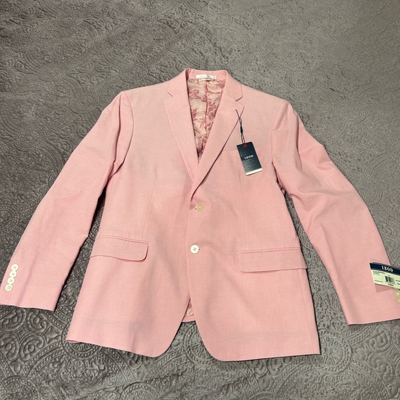 Izod Mens Classic Fit Suit Jacket Blazer Solid Light Pink NEW with Tags Size 44 - Picture 2 of 10